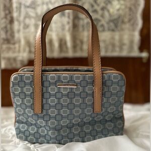 Nine West Mini Bag in a blue gray color with brown strap multiple compartments